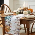 thumbnail image 4 of Fall Table Runner Thanksgiving Autumn Eucalyptus Leaf Table Runners Maple Leaves Harvest Pumpkin Cotton Linen Dresser Scarf Kitchen Dining Table Decor for Fall Holiday Party Decor 13x90 Inch, 4 of 9