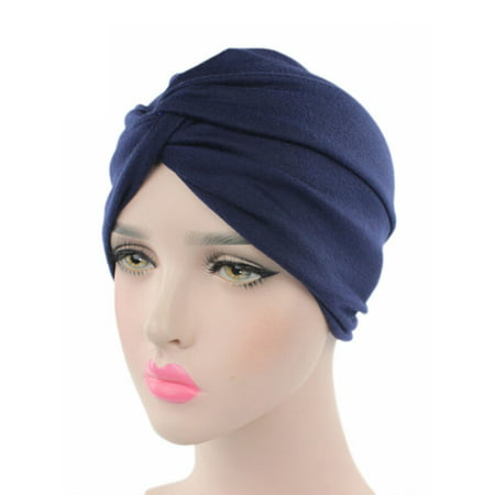 Stretchy Turban Cap Head Wrap Band Women's Hairband Sleep Hat Indian Scarf Hats