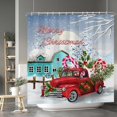 thumbnail image 3 of Merry Christmas Shower Curtains Set Red Truck Candy Cane Vintage Farmhouse Full Moon Snowflake Shower Curtain Sets with Hooks 72x72 Inches for Bathroom Bath Decor Waterproof Polyester Fabric, 3 of 6