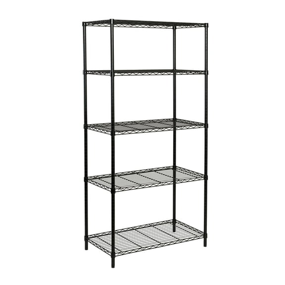 Honey-Can-Do 5-Shelf Steel Adjustable Storage Shelves, Black, Holds up to 350 lb per Shelf