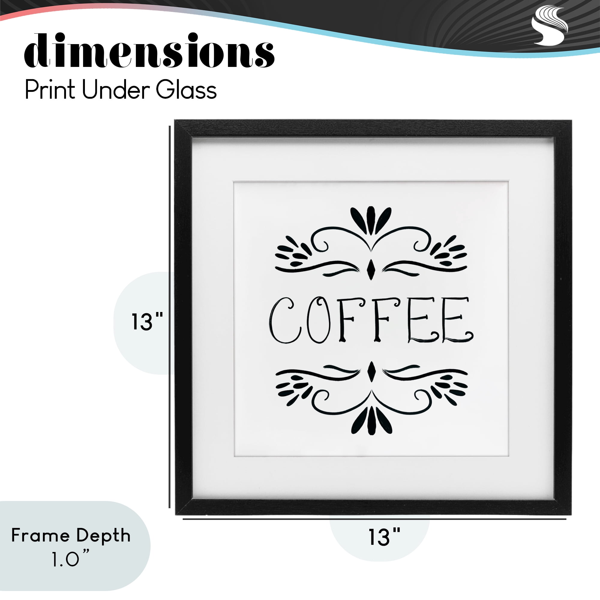 Stupell Industries Coffee with Floral Emblems Black Framed Print Under Glass, design by Lucille Price