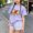 Purple, variant on LvhaoGJOB Little Kids Girls T-Shirt and Shorts Outfit Set, Beige - large Beige bow graphic, notebook print with pink bow