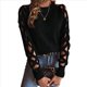 thumbnail image 1 of Suéter de Cuello Redondo con Mangas Raglán Huecas de Color Liso para Mujer, Estilo Y2K Negro XL, 1 of 7