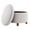 Cream Fabric, variant on Classic Round Storage Ottoman Footstool with Removable Lid, Upholstered Faux Leather/Fabric, Wooden Legs for Living Room & Bedroom