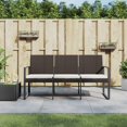 thumbnail image 1 of vidaXL 3-Seater Garden Bench with Cushions Brown PP Rattan, 1 of 5