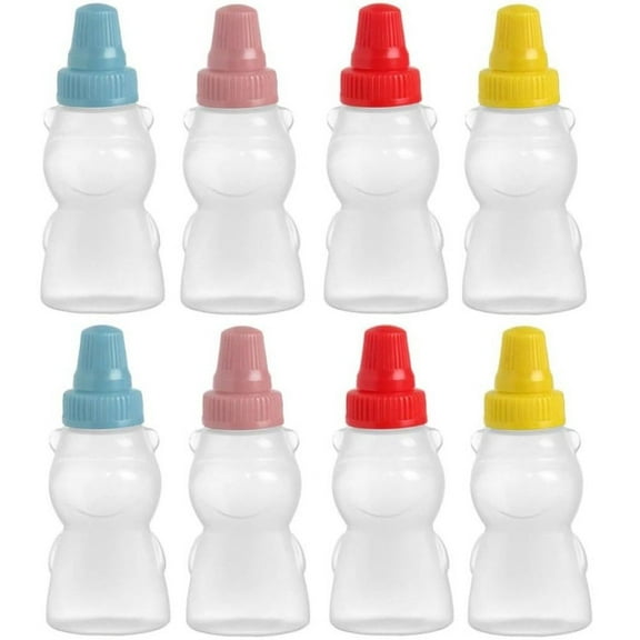 Transparent Condiment Bottles, 8pcs Tiny Squeeze Bottles, Mini Bear Salad Tomato Sauce Separate Bottles