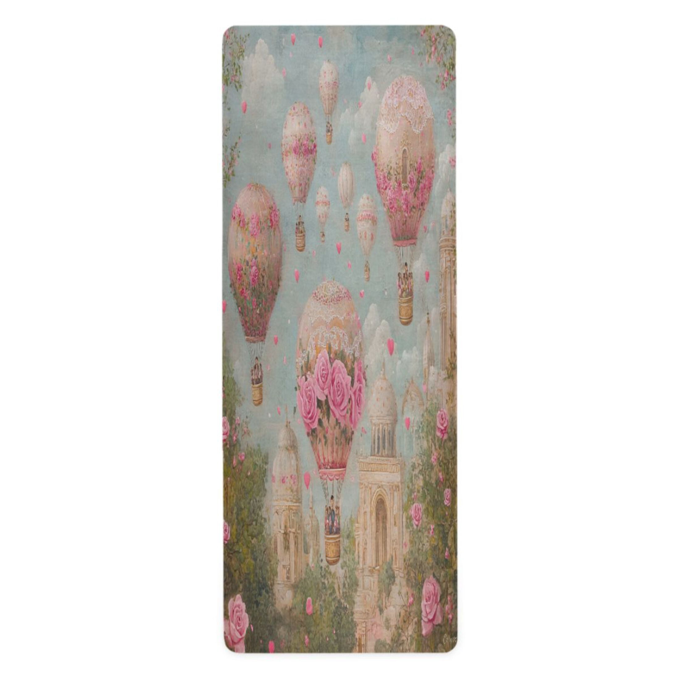 BZSMCE Yoga Mat Women Hot Air Balloons with Roses Fitness Mat