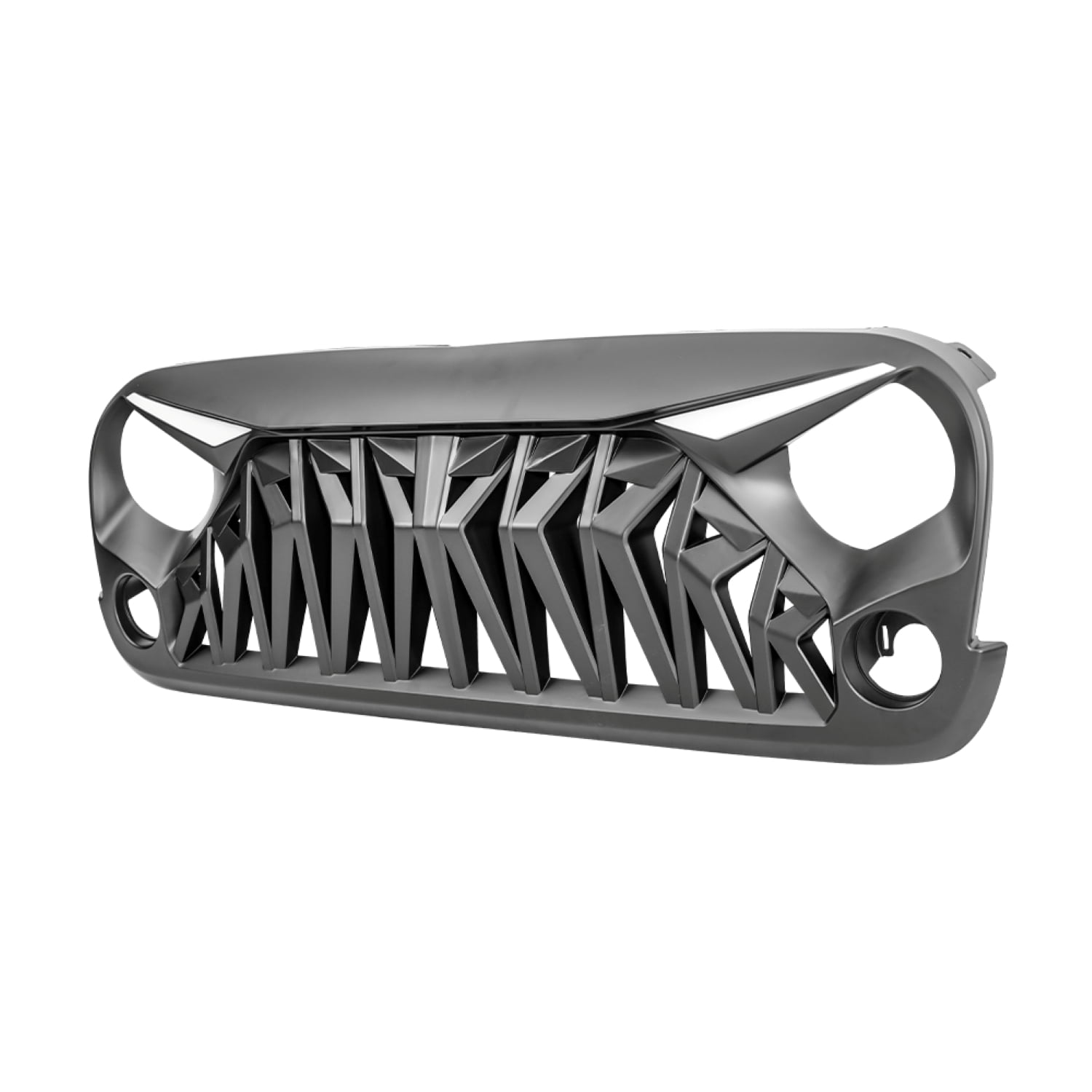 AMERICAN MODIFIED Front Shark Grille w/ LED Eyebrow DRL and Turn Signal Lights Matte Black For 2007-2018 Jeep Wrangler JK JKU