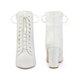 thumbnail image 5 of BLISSFUL STEP Glitter Pointed Toe Block Heel Ankle Boots for Women White 8, 5 of 6