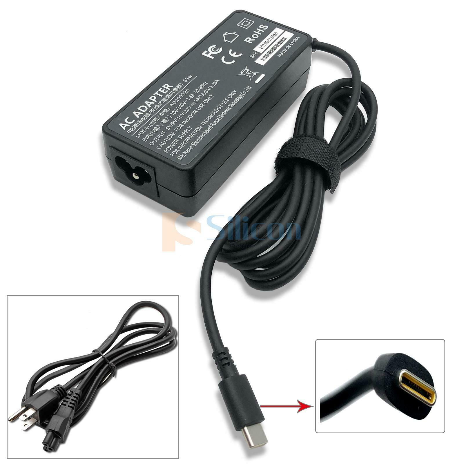 65W USB-C For Lenovo Yoga 730-13IKB 81CT 730-13IWL 81JR006YUS charger power  cord 