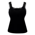 thumbnail image 3 of Women's Square Neck Lace Trim Sleeveless Slim Fit Tank Tops Y2K Going Out Camisole Shirts, #02 Black, S, 3 of 6
