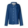 thumbnail image 5 of UAMVSH Work Shirts for Women Casual Button down Long Sleeve Dressy Tops Trendy Solid Color Lapel V-Neck Business Office Blouses(Medium,Blue), 5 of 5