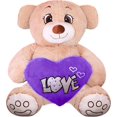thumbnail image 1 of Pelucheria Oso Rechoncho Beige LOVE con corazon Morado, 1 of 5