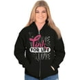 thumbnail image 3 of Breast Cancer Pink for Life Ribbon Zip Hoodie Sweatshirt Women Brisco Brands M, 3 of 6