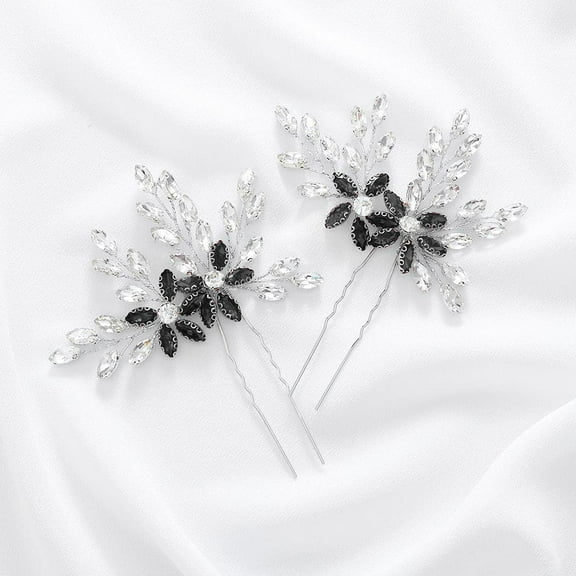Rhinestone Bride Wedding Hair Pins Bridal Hair Clips Crystal Hair Piece Decorative Bridesmaids Hair Accessories for Women and Girls Pack of 2 (A-Silver)