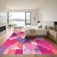 thumbnail image 3 of ODIKA 5'x7' Machine Washable Non-Slip Area Rug, Geometric Hot Pink High Traffic Rug with Pad, Pink, 1059821, 3 of 8
