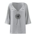 thumbnail image 5 of B91xZ Tunique Femme Mode Col Rond Manches Courtes T-Shirt Printemps Été Blouse Ample, Gris m, 5 of 5