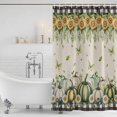 thumbnail image 3 of Green Pumpkin Fall Shower Curtain, Waterproof Shower Curtains for Bathroom, Thanksgiving Sunflower Daisy Botanical Linen Washable Fabric Bathtub Curtain Set Bath Decor with 12 Hooks 48"x72", 3 of 8