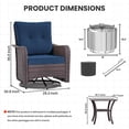 thumbnail image 2 of ALAULM 3PCS Outdoor Conversation Sets with 19" Smokeless Stove, Outdoor Swivel Glider Chair with Glass Top Side Table, Fire Pit Comes with Waterproof Cover and Fire Poker, for Porch Backyard, Navy, 2 of 7