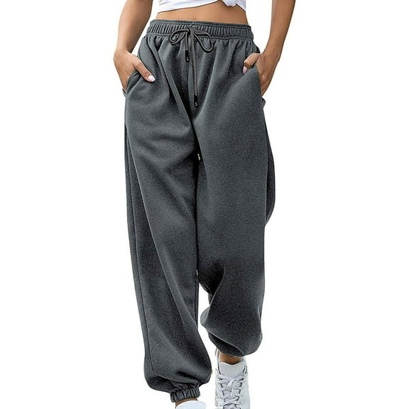 Black and Friday Deals 50% Off Clear!Idoravan Sweatpants for Women Plus Size Clearance Women's Fashion Casual Solid Elastic Waist Trousers Long Straight Pants