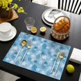 thumbnail image 4 of Light Blue Christmas Snowflake Pattern Summer Placemats Table Placemats Set Of 4-Linen Kitchen Washable Placemats Table Mats 11.8"x17.7" Non-Slip Heat Resistant, 4 of 6
