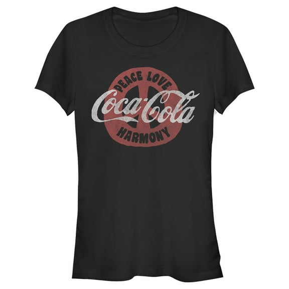 Junior's Coca Cola Unity Peace Love Harmony Graphic Tee Black Medium