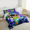 thumbnail image 3 of Manfei Graffiti Game Controller Queen Comforter Set, Teens Gamer Gaming Bedding Sets, Rainbow Tie Dye Bedding Comforter Set Breathable Home Decor, 3-Piece Reversible, 3 of 8