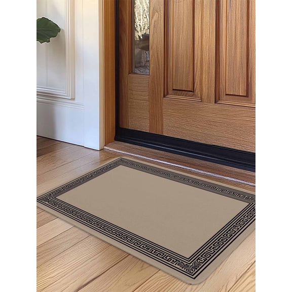 Black Brown Greek Key Door Mat Indoor Outdoor Entrance,Non Slip Rug for Kitchen Bathroom Entryway Rug,Geometric Greece Ancient Farmhouse Geo Washable Doormat Floor Mat for Office Home 24x36 Inch