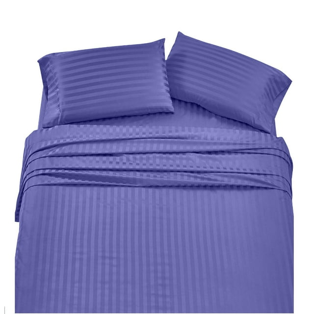 RV King Sheets easy to fit in RVmattress upto 15 Inch Stripe Royal Blue 1800 Series Brushed