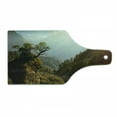 thumbnail image 1 of Landscape Cutting Board, Forest Nepal Himalaya Mountains Sunlight Majestic Scenery Nature Photo, Tempered Glass Cutting and Serving Board, Wine Bottle Shape, Green Pale Yellow, by Ambesonne, 1 of 1