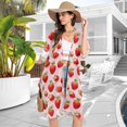 thumbnail image 4 of Beach Vacation Clothes Kimono Cardigan Loose Swimsuit Cover Up for Women Lively Strawberries M, 4 of 6