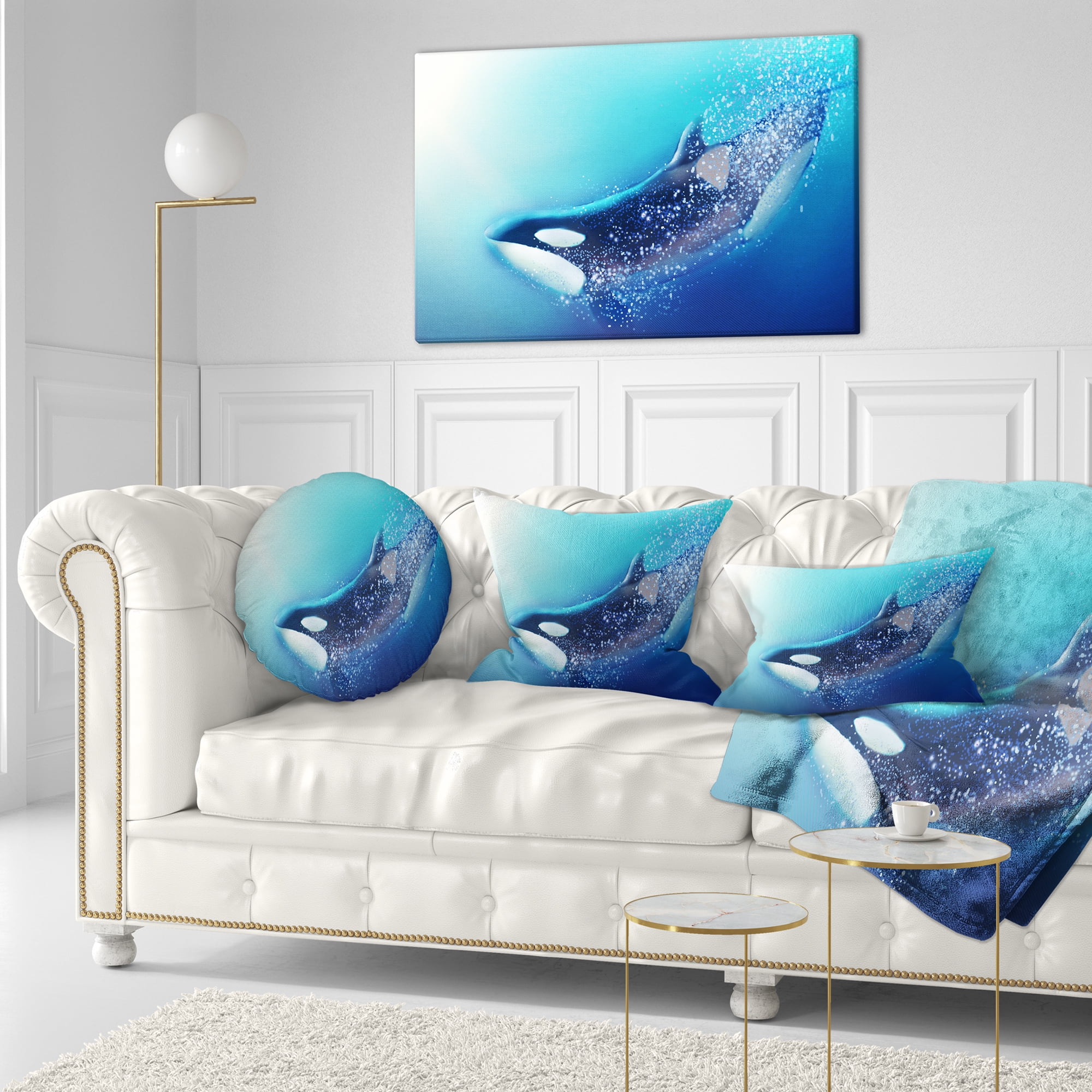 Designart Killer Whale and Sea - Animal Throw Pillow - 12x20
