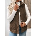 thumbnail image 4 of SHEWIN Womens Puffer Vest Lightweight Stand Collar Coat Sleeveless Quilted Jackets Button Fall Spring Zip Up Outerwear, 4 of 9