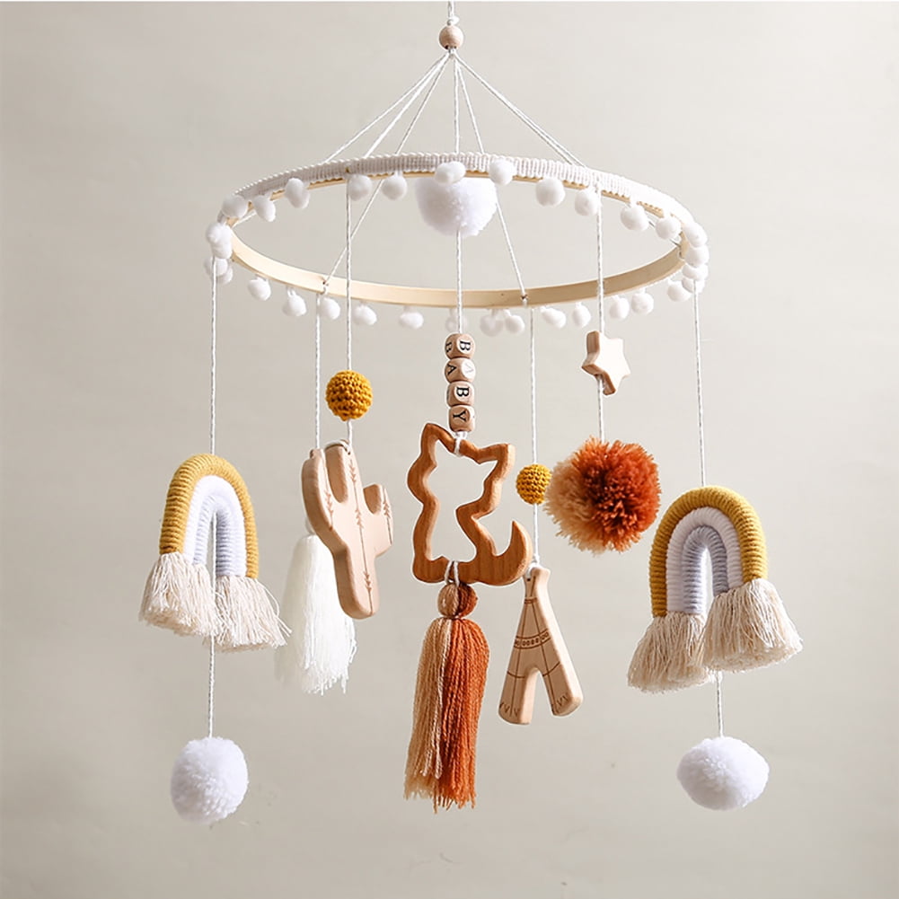 Baby Nursery Crib Mobile, Wooden Hanging Ceiling Decoration for Newborns, Boys & Girls, Baby Shower Gift
