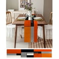 thumbnail image 3 of ERUNPONLY Burnt Orange Table Runner - 70 Inch Long Geometric Abstract Art Aesthetic Cotton and Linen Blended Dress Scarves Farmhouse Table Runner for Kitchen Dining, Coffee Table, 13"x70", 3 of 8