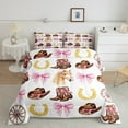 thumbnail image 2 of jejeloiu Chic Cowgirl Boots Bedding Comforter Set,Kawaii Bow Knot Twin Comforter Sets,Horse Horseshoe Bedding Set For Children,Ultra Soft Bedroom Decor Reversible,2 Pieces, 2 of 8