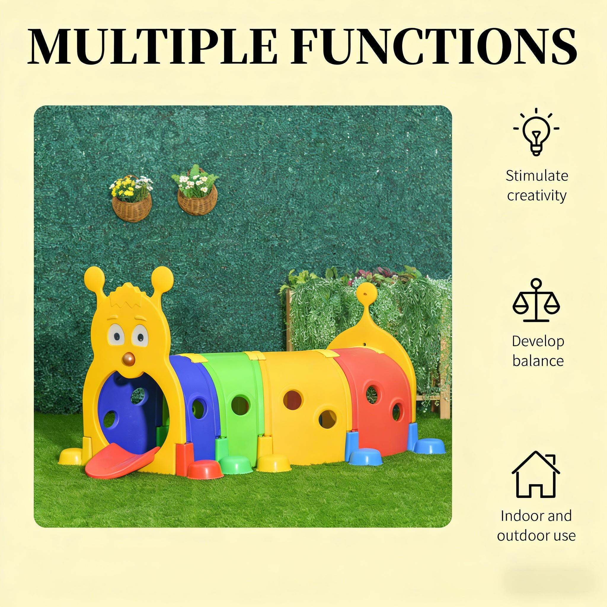 Baby Play Mat, Kids' Play Structure,Toddler Tunnel,Caterpillar Tunnel, Multicolor Soft Play Mat,Hdpe,Polypropylene Kids Foam Mats, Toys Soft Play