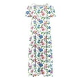 thumbnail image 4 of gljltg Women's Casual Flower Print Flowy Tiered Maxi Dress with Side Pockets, Polyester Spandex Lightweight Breathable Summer Winter, Beach Travel Work Party Outfit, Easy Care Washable, 4 of 6