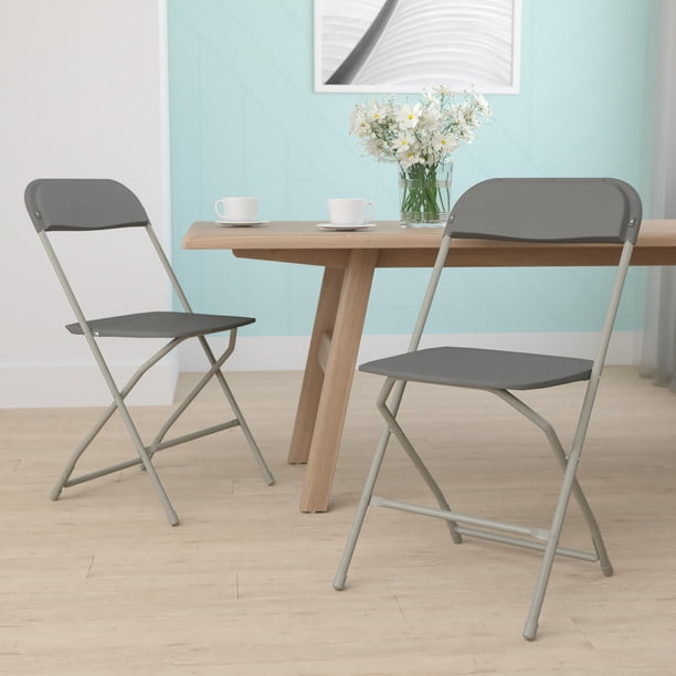Flash Furniture HERCULES Series Gray Plastic Folding Chairs Set of 2
