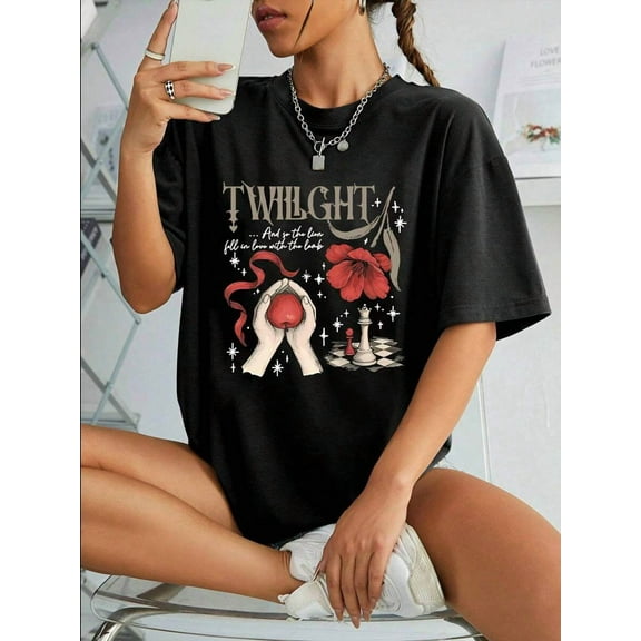 Retro Twilight  Graphic Printed Casual Round Neck Short Sleeve T-Shirt Women's Summer Tops