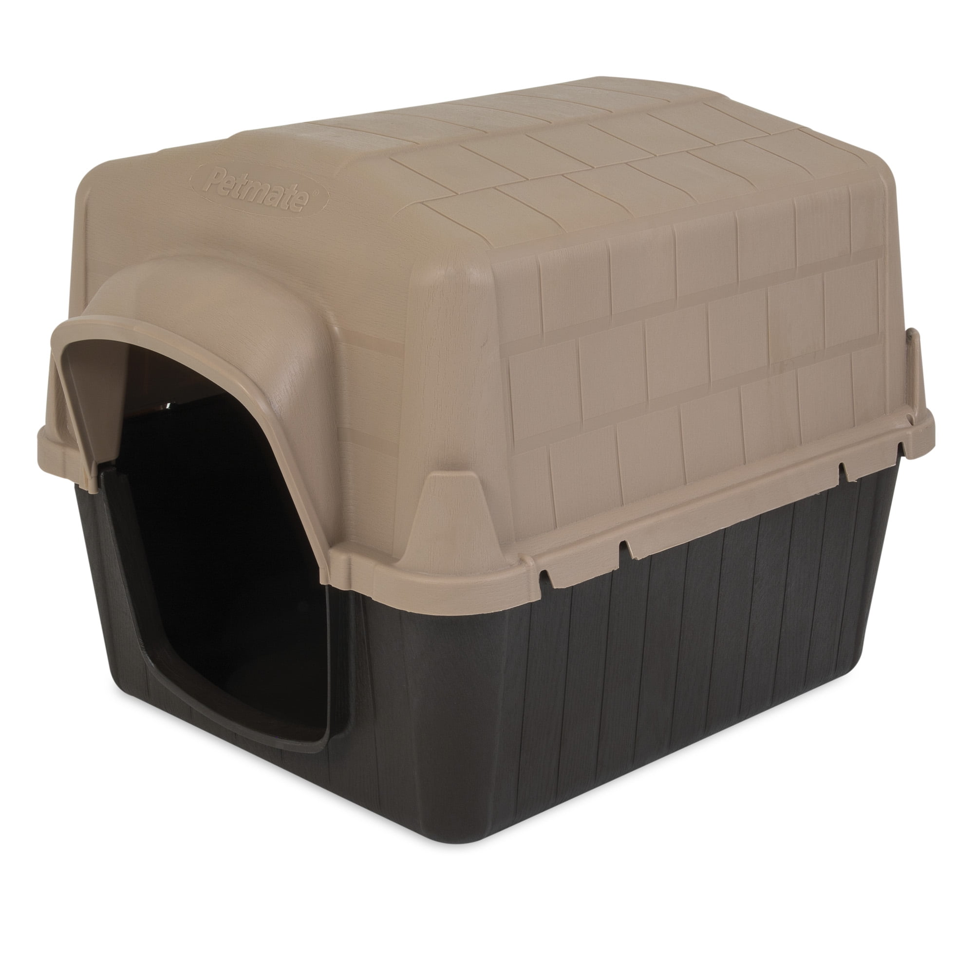 (2 pack) Petmate Aspen Pet Petbarn 3 Plastic Outdoor Dog House, 32" Medium for Pets 25-50 lb, Tan