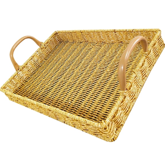 ifundom Tea Serving Tray With Handles Light Yellow 1Pcs