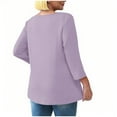 thumbnail image 5 of Lenpel Peplum Tops for Women 3/4 Length Sleeve V Neck Babydoll T Shirts Dressy Casual Tees Tunic Tee Blouses(Purple,XX-Large), 5 of 5