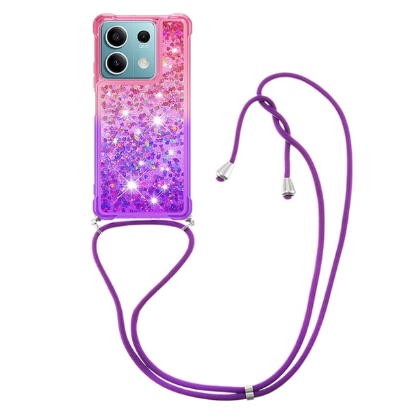 Funda para Xiaomi Redmi Note 13 5G Brillantina Líquida Divertida Reluciente y con Cristales en Movimiento Cuerpo Cruzado con Cordón Ajustable