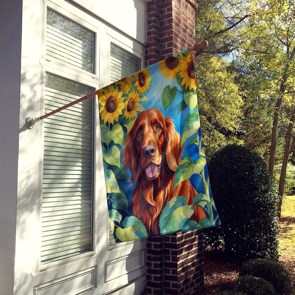Irish Setter in Sunflowers House Flag 28 in x 40 in