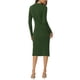 thumbnail image 3 of Vestido de suéter midi de punto acanalado de ajuste ceñido de manga larga y escote cuadrado para mujer INSPIRE CHIC en color verde, 3 of 7