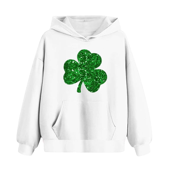 vdgthytj Kids St Patrick's Day Hooded Sweatshirt Boys Girls Clover Shamrock Long Sleeve Hoodies Holiday Pullover Tops