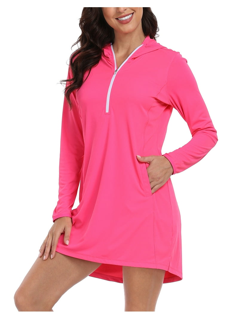 hot pink cover up dress Final Sale Plus Size Mesh Cover-Up Dress with Cutout Front and Fringe Trim in Hot Pink
