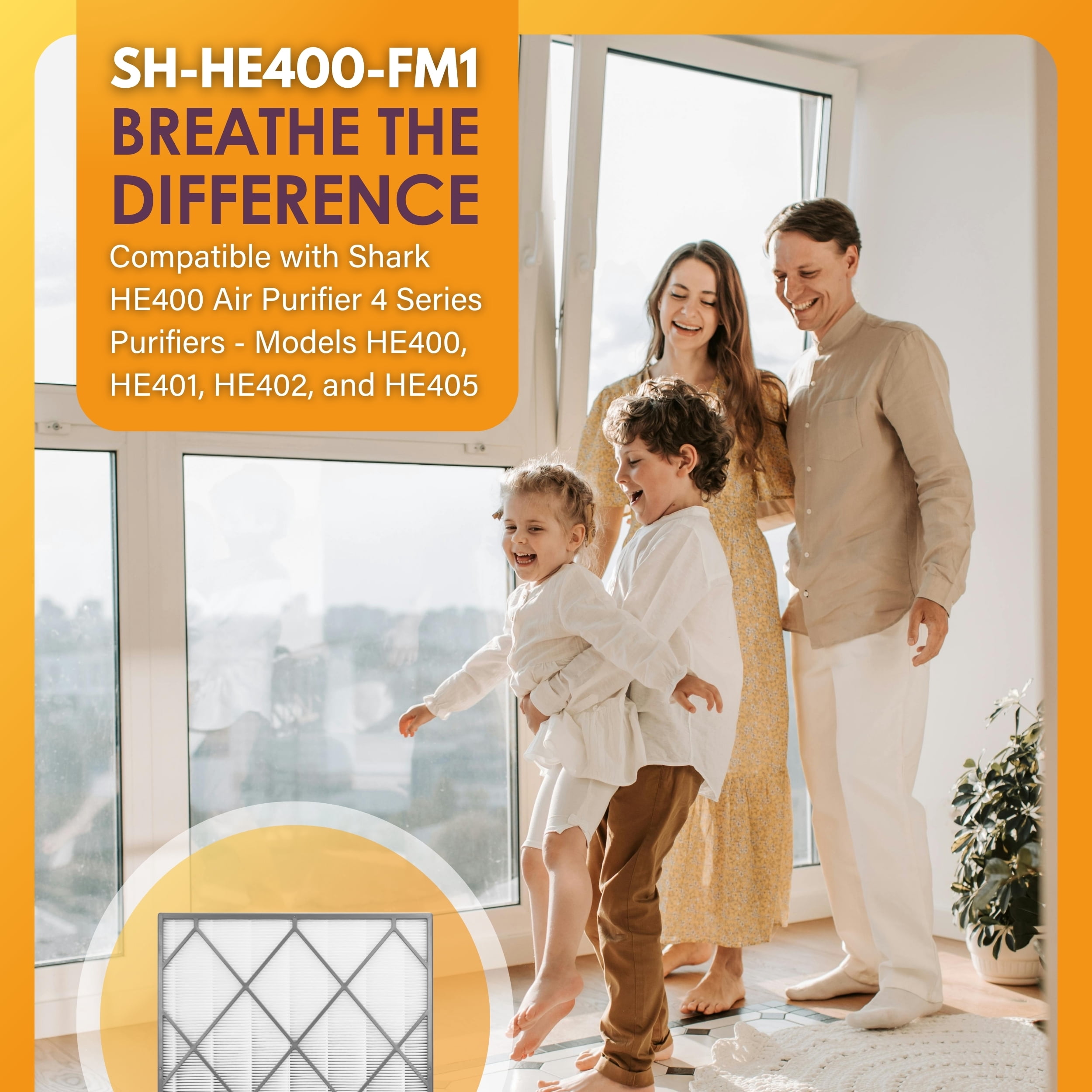 Filter-Monster Replacement HEPA Filter– Compatible with Shark HE400 Air Purifier 4 Series Purifiers