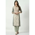 thumbnail image 3 of S MAJIDA Kurta Set for Women Ethnic Motifs Polyster Blend Kurta Pant Dupatta with 3/4 Sleeve, 3 of 5